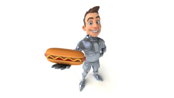 Funny Cartoon Character Hotdog Animation — Stock Video