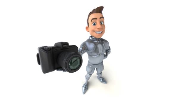 Fun Knight Holding Camera — Stock Video