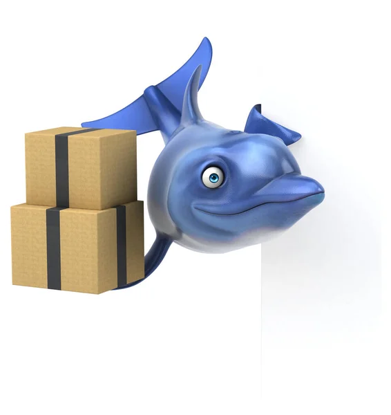 Веселый Дельфин Коробками Иллюстрация — стоковое фото