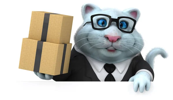 Gato Divertido Con Cajas Ilustración —  Fotos de Stock