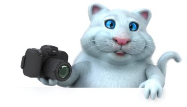 Kameralı eğlenceli kedi - 3D Görüntü