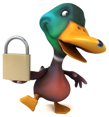 Kilitli eğlenceli ördek - 3D Görüntü