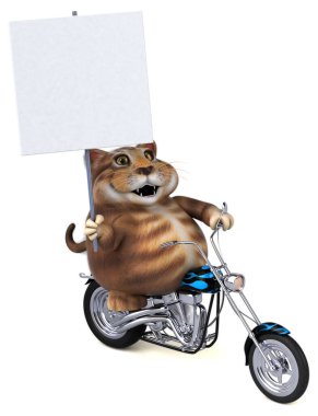 Motosikletli eğlenceli kedi - 3D Görüntü