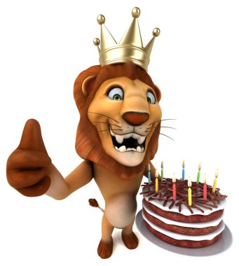 Pastalı eğlence aslanı - 3D Görüntü
