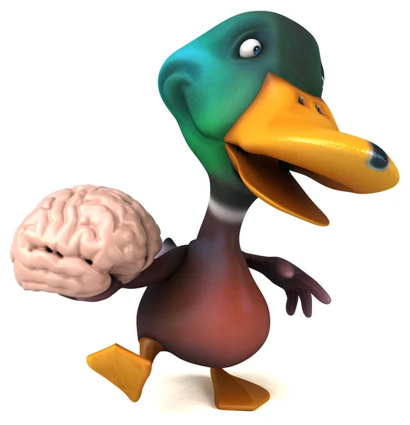 Pato Divertido Com Cérebro Ilustração — Fotografia de Stock