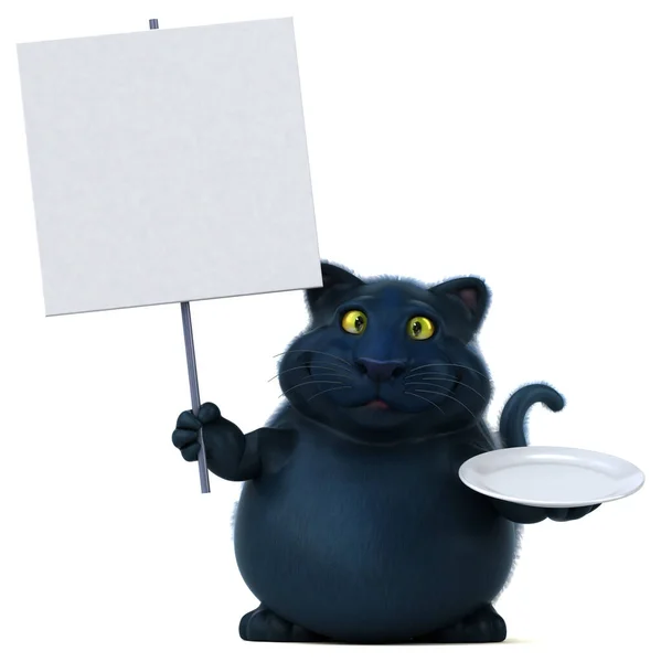 Gato Divertido Com Placa Ilustração — Fotografia de Stock