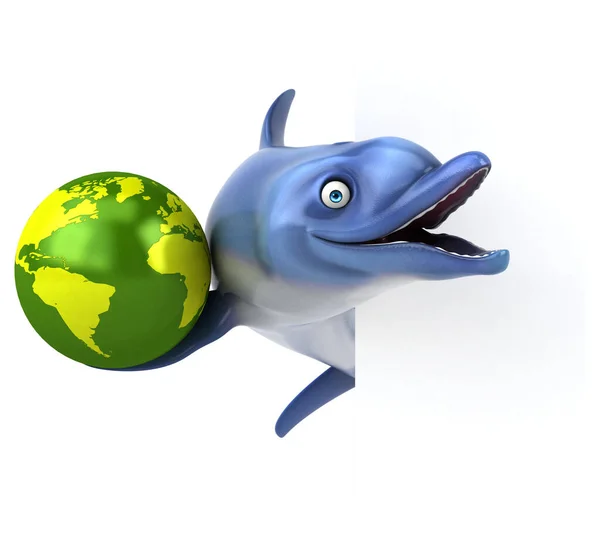 Веселый Дельфин Планетой Иллюстрация — стоковое фото