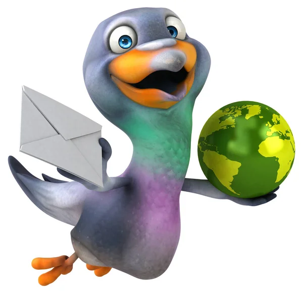 Fun Pigeon Planet Illustration — Stock Photo, Image