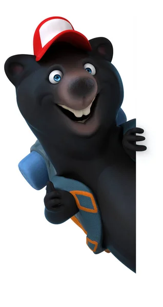 Fun Bear Backpacker Cartoon Character White Background — Stock Photo, Image