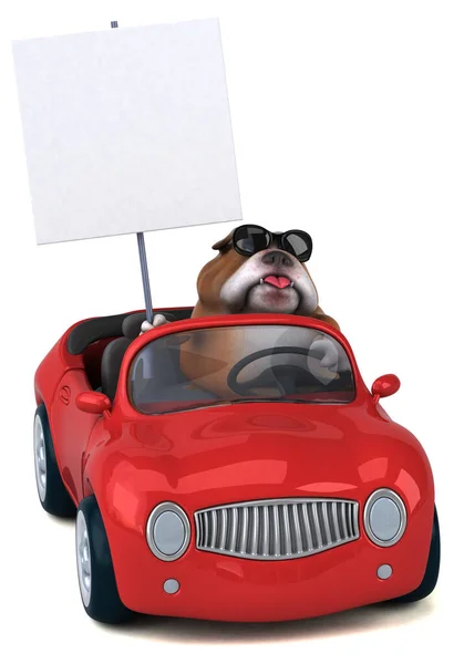 Leuke Bulldog Auto Illustratie — Stockfoto