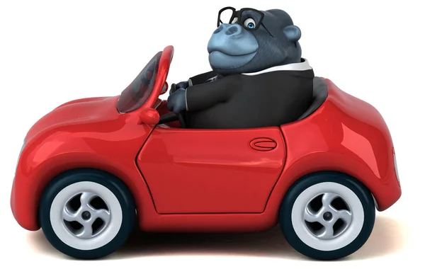 Gorila Divertido Carro Ilustração — Fotografia de Stock