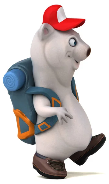 Fun Bear Backpacker Cartoon Character — Stock Photo, Image