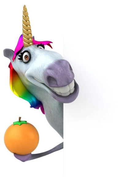 Unicorno Divertente Con Arancione Illustrazione — Foto Stock