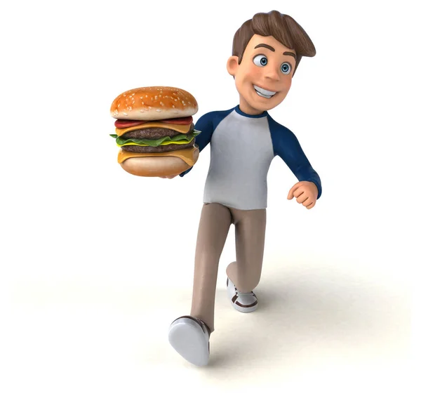 Kreslený Postava Zábava Teenager Burger — Stock fotografie