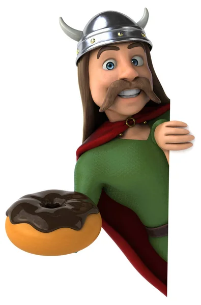 Leuke Galliër Met Donut Illustratie — Stockfoto