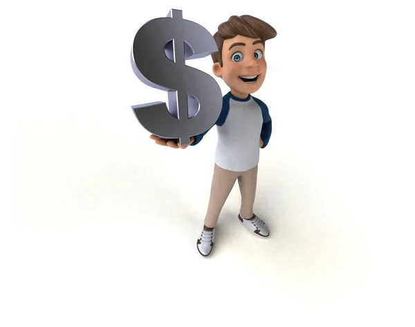 Cartoon Character Fun Teenager Dollar — Stock Photo, Image