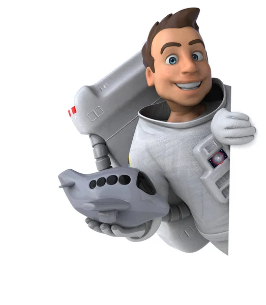 Spaß Astronaut Mit Flugzeug Illustration — Stockfoto