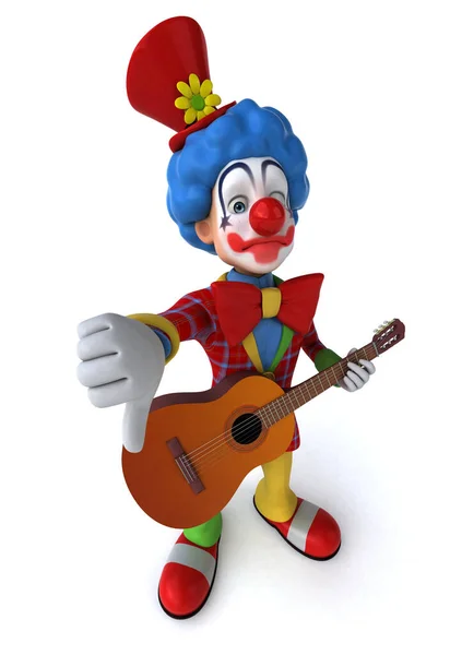 Spaßclown Mit Gitarre Illustration — Stockfoto