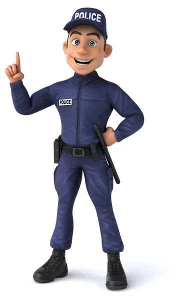 Lustige Illustration Eines Polizisten Der Auf Einen Cartoon Zeigt — Stockfoto