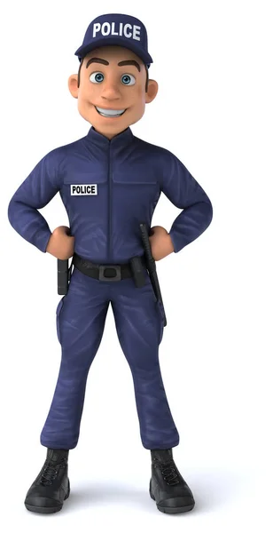 白衣卡通警务人员有趣3D图像 — 图库照片