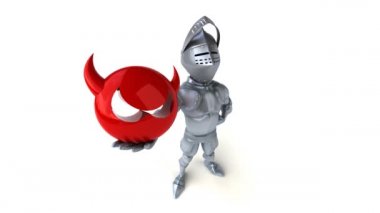 Virüslü komik çizgi film kahramanı şövalye - 3 boyutlu animasyon 