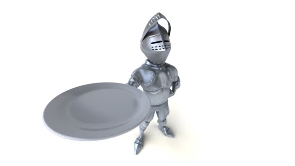 Fun Knight Holding Plate — Stock Video