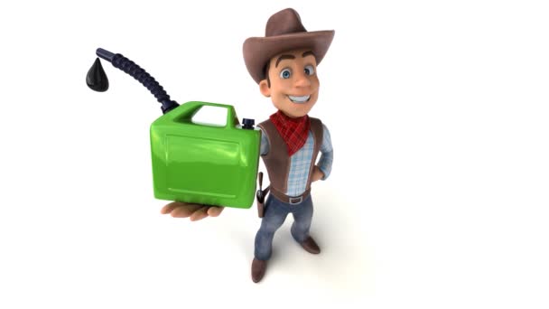 Diversão Personagem Desenho Animado Cowboy Com Óleo Animação — Vídeo de Stock
