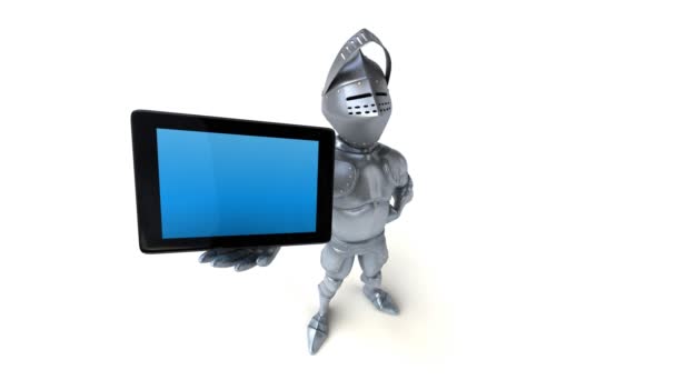 Fun Knight Holding Tablet — Stock Video