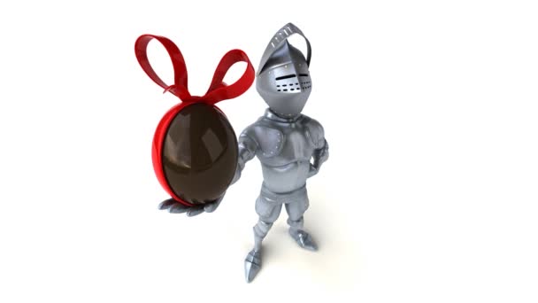 Fun Knight Holding Easter Egg — Stock Video