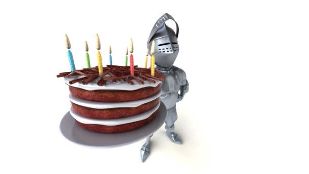 Fun Cartoon Character Knight Cake Animation — Stock Video
