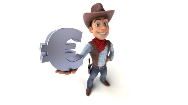 Fun Cowboy Mit Euro Animation — Stockvideo