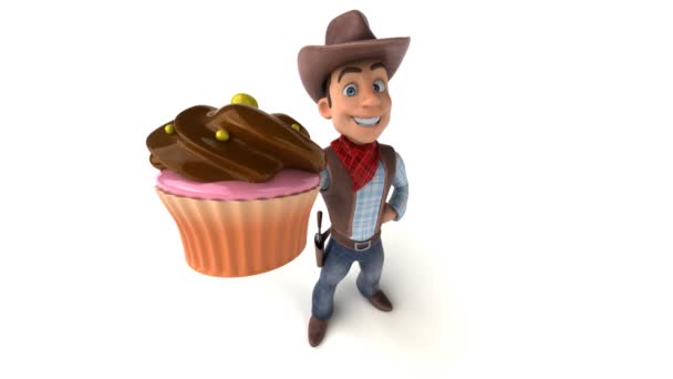 Personagem Desenho Animado Engraçado Com Cupcake Animação — Vídeo de Stock