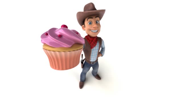 Lustige Cartoon Figur Mit Cupcake Animation — Stockvideo