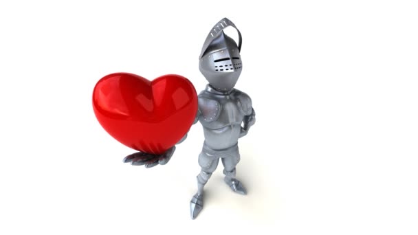 Fun Knight Holding Heart Animation — Stock Video