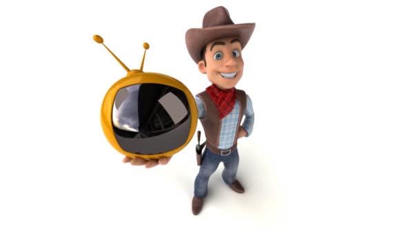 Divertido Personagem Desenho Animado Cowboy Com Animação — Vídeo de Stock