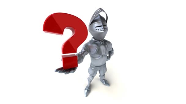 Fun Knight Holding Question Mark — Stock video