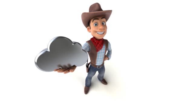 Cowboy Divertido Com Nuvem Animação — Vídeo de Stock