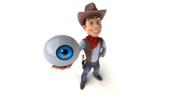 Lustige Comicfigur Cowboy Mit Auge Animation — Stockvideo