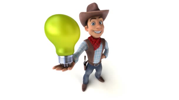 Funny Cartoon Character Light Bulb Animation — Stock Video