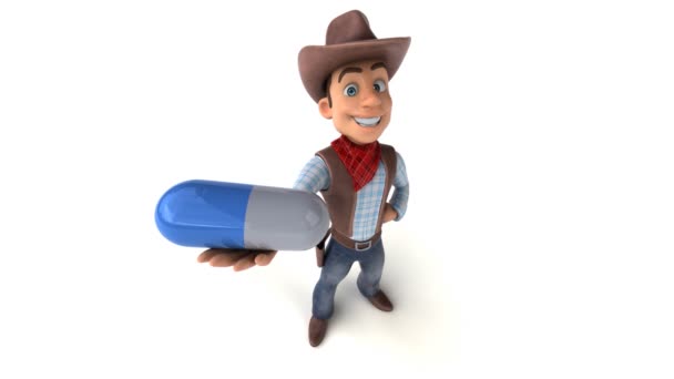 Funny Cartoon Character Pill Animation — Stock Video