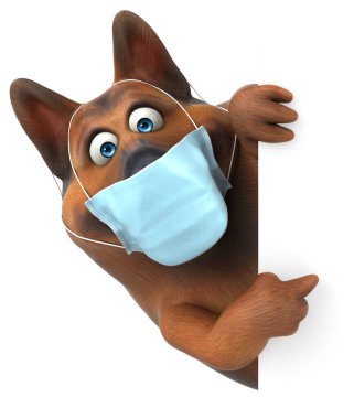 Komik 3D Alman çoban köpeği maskeli çizgi film karakteri