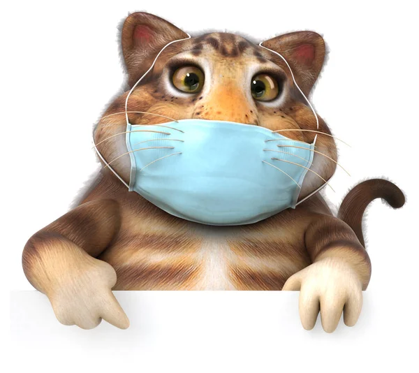 Leuke Illustratie Van Een Kat Stripfiguur Met Een Masker — Stockfoto