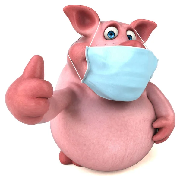 带面具的猪查理通角色的有趣3D图像 — 图库照片