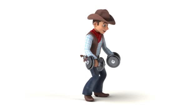 Fun Cowboy Súlyokkal Animáció — Stock videók