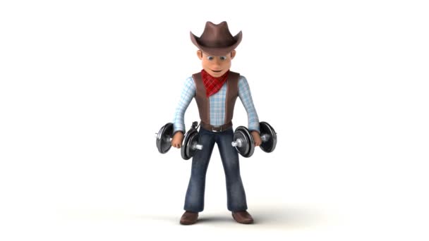 Cowboy Amusant Avec Des Poids Animation — Video