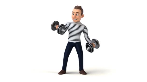 有趣的3D卡通人物与重量 — 图库视频影像