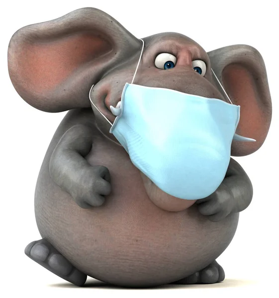 Kul Illustration Elefant Med Mask Isolerad Vit Bakgrund — Stockfoto