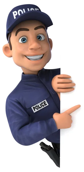 一个卡通警察被白色隔离的有趣3D图像 — 图库照片
