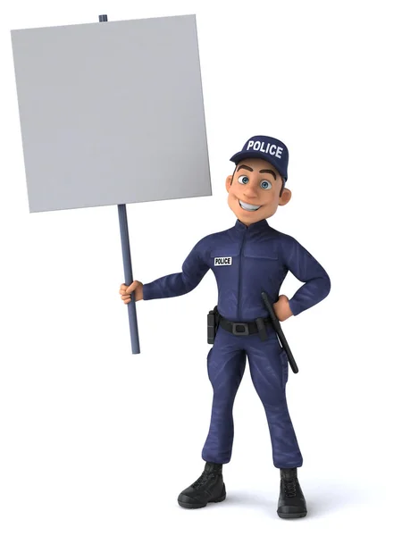 Divertida Ilustración Oficial Policía Dibujos Animados Aislado Blanco — Foto de Stock
