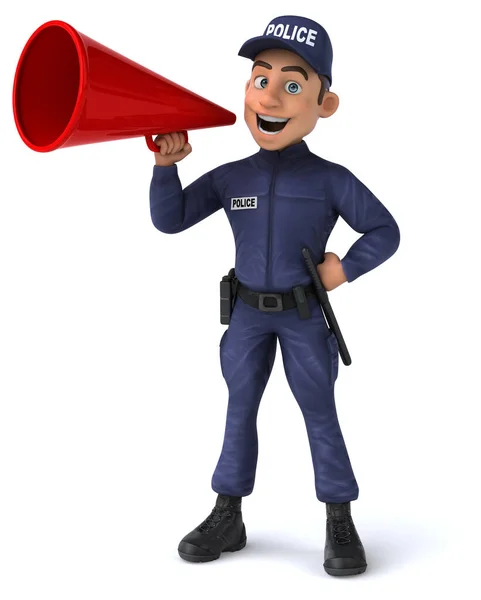 Fun Illustration Cartoon Police Officer Isolated White — Stock Photo, Image